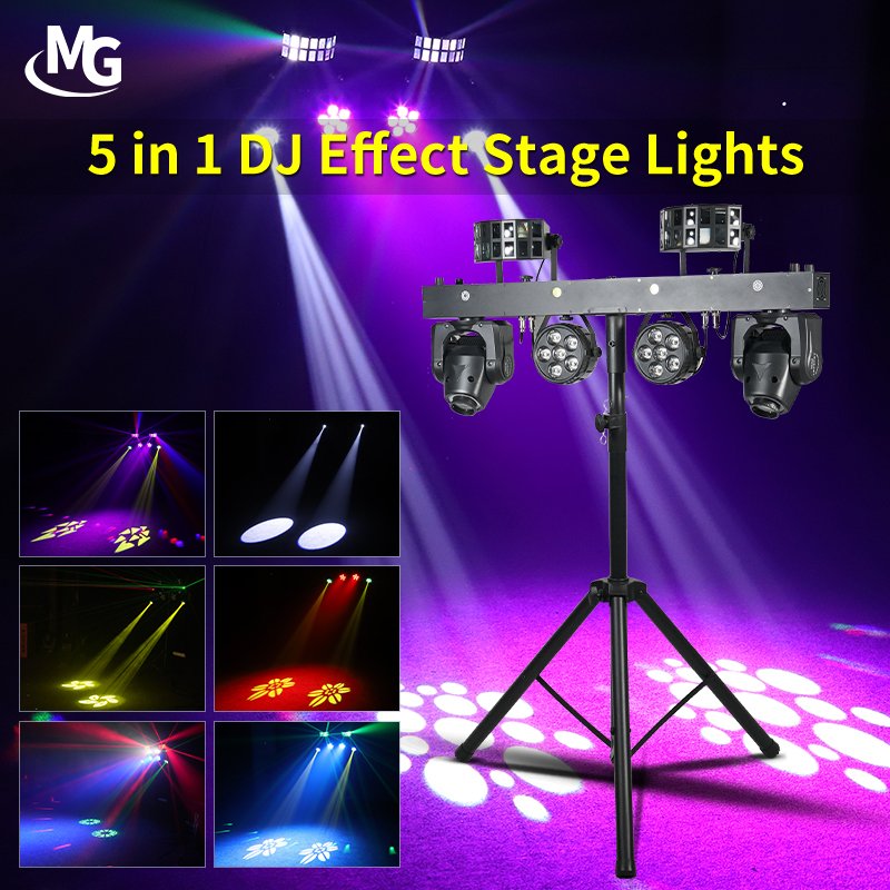 LED DJ Stage Light 4pcs 12*1W RGBWA 5in1 LED Par Moving Head Laser Effect Light With Stand