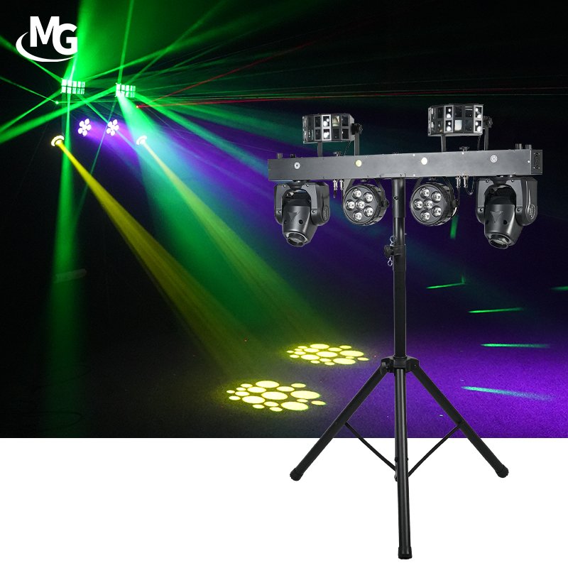 LED DJ Stage Light 4pcs 12*1W RGBWA 5in1 LED Par Moving Head Laser Effect Light With Stand