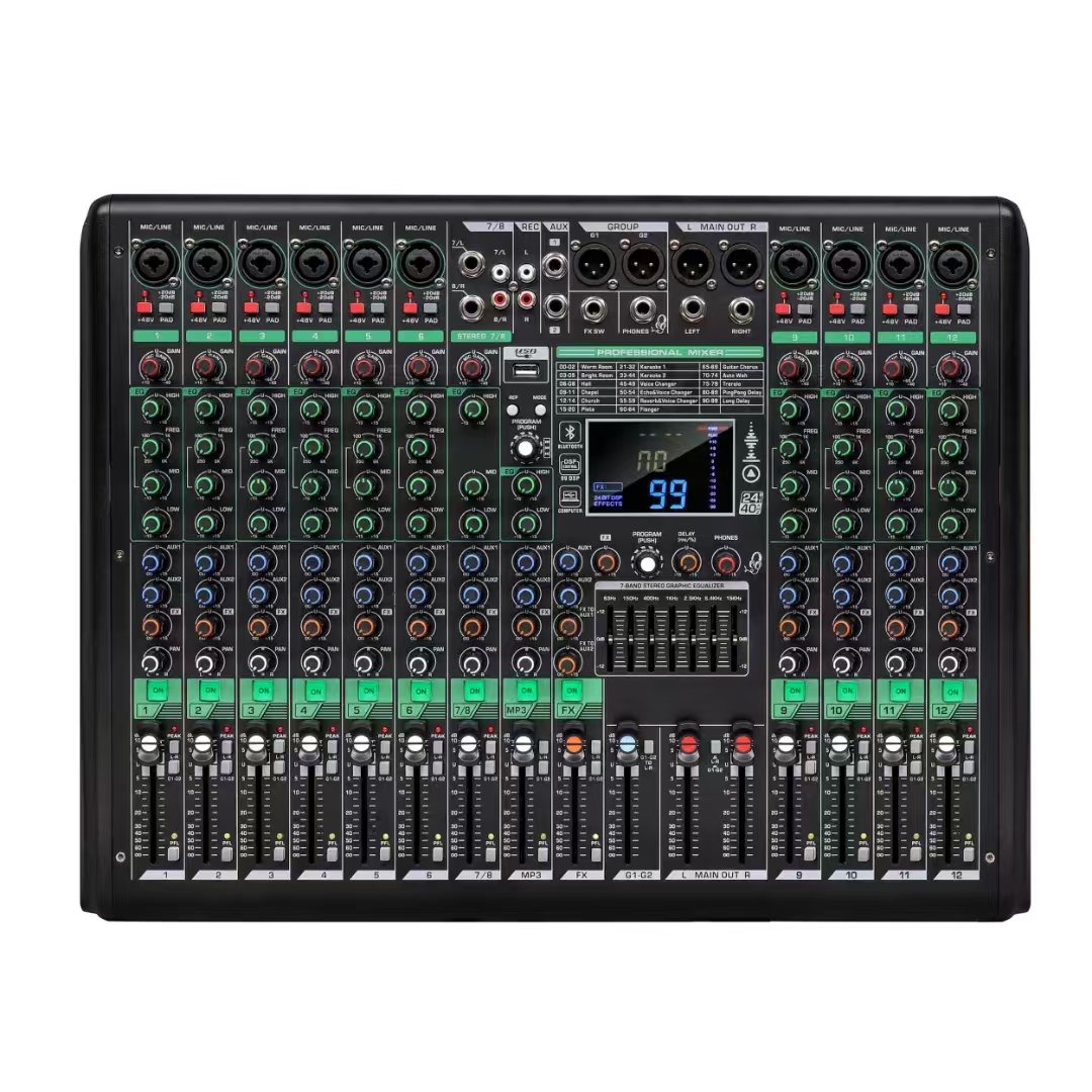 KY8/12/16 Channel Professional audio mixing console 99dsp+delay+bluetooth for stage performance audio mixer stereo sound mixer