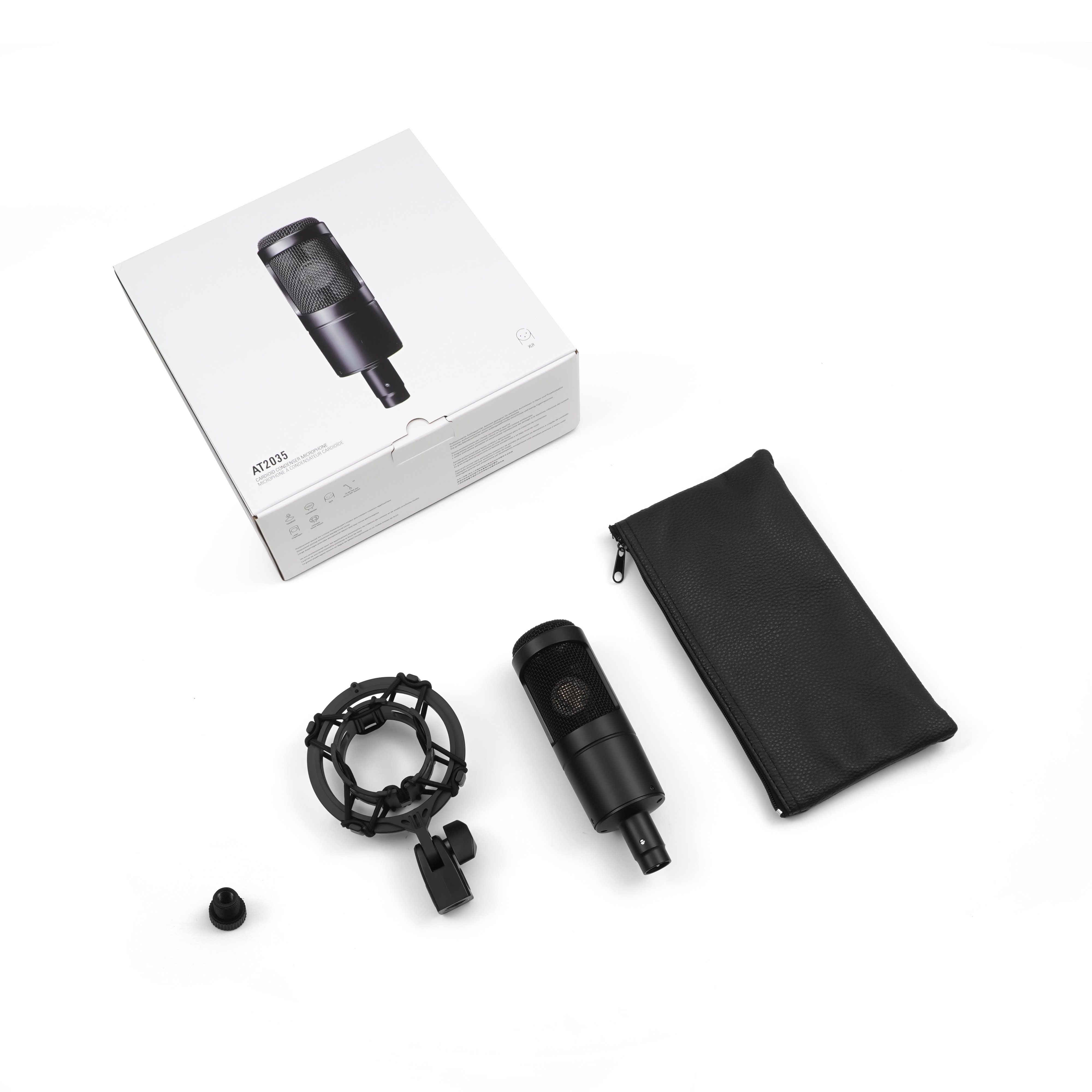 AT2035 Cardioid Capacitive Microphone with Wide Dynamic Range, for Professional Studio Recording,With shock-absorbing bracket