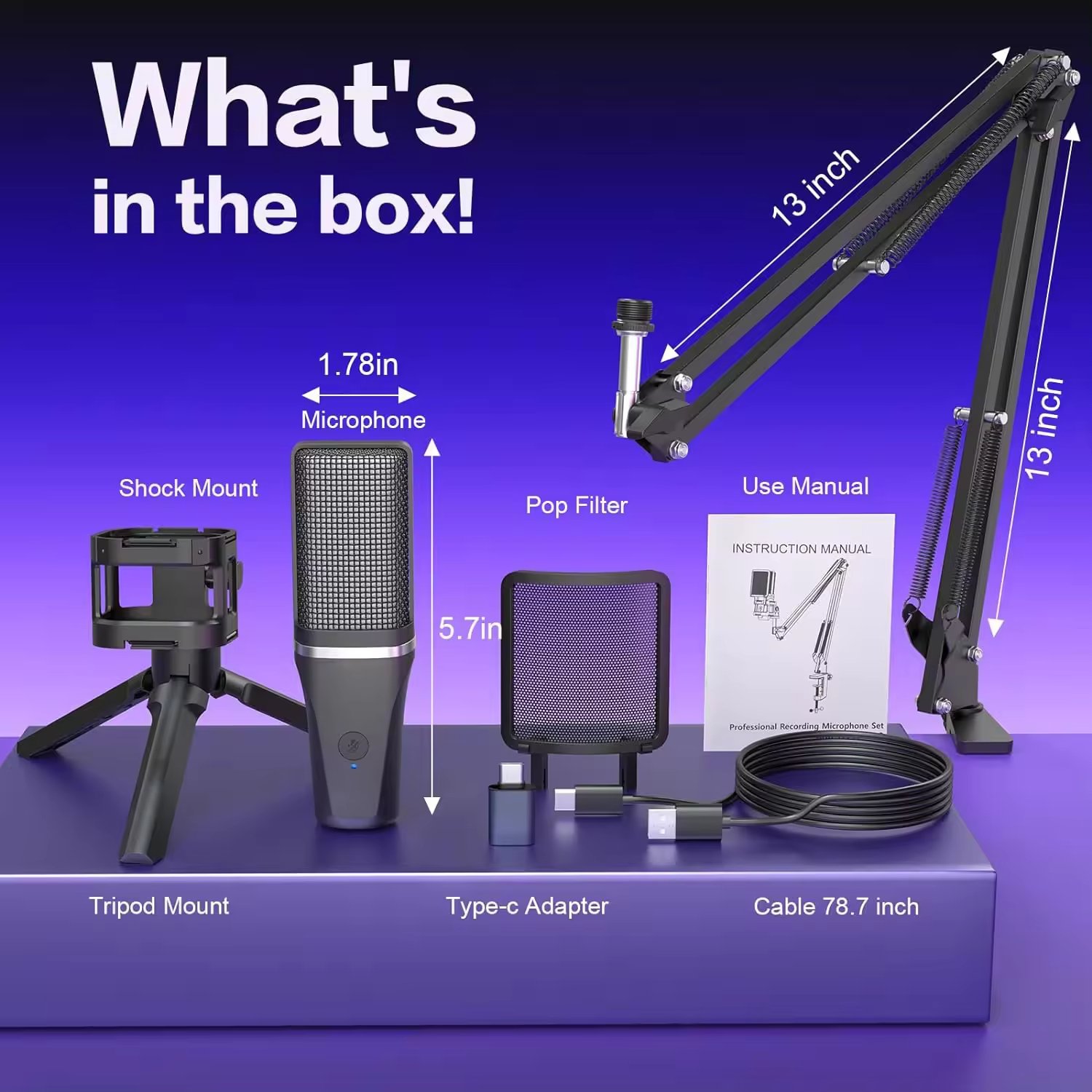 Music Studio Equipment Professional RGB USB Gaming Microphones With Arm Condenser Mic SM7B Microphone