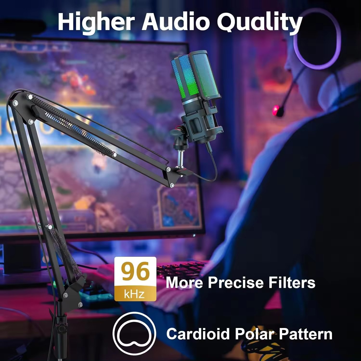 Music Studio Equipment Professional RGB USB Gaming Microphones With Arm Condenser Mic SM7B Microphone