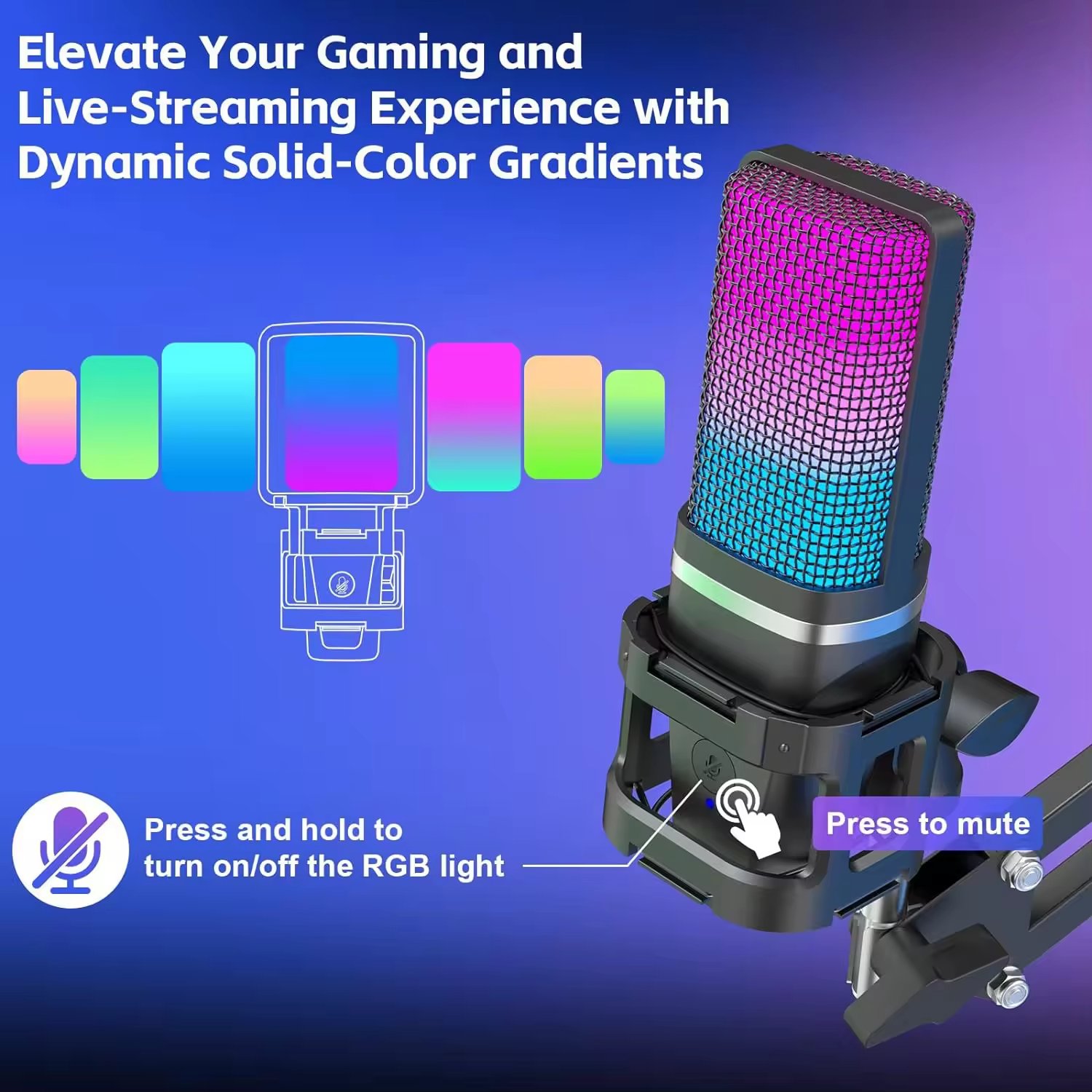 Music Studio Equipment Professional RGB USB Gaming Microphones With Arm Condenser Mic SM7B Microphone