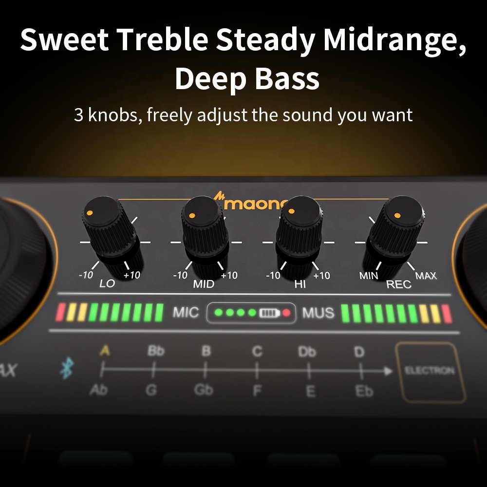 MAONOCASTER Live Audio Interface With Studio Microphone 12 Kind of Sound Effects Digital Audio Mixer for Live Podcast Sound Card