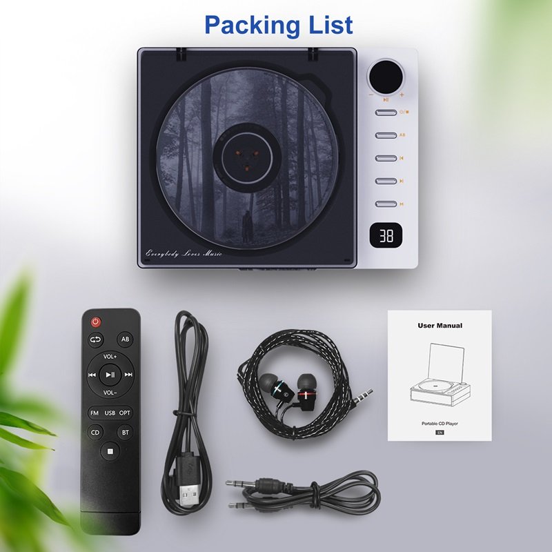 2024 New Turntable Compact Rechargeable Hifi Retro Portable Cd Players With Speakers/Fm Radio/Mp3/Usb