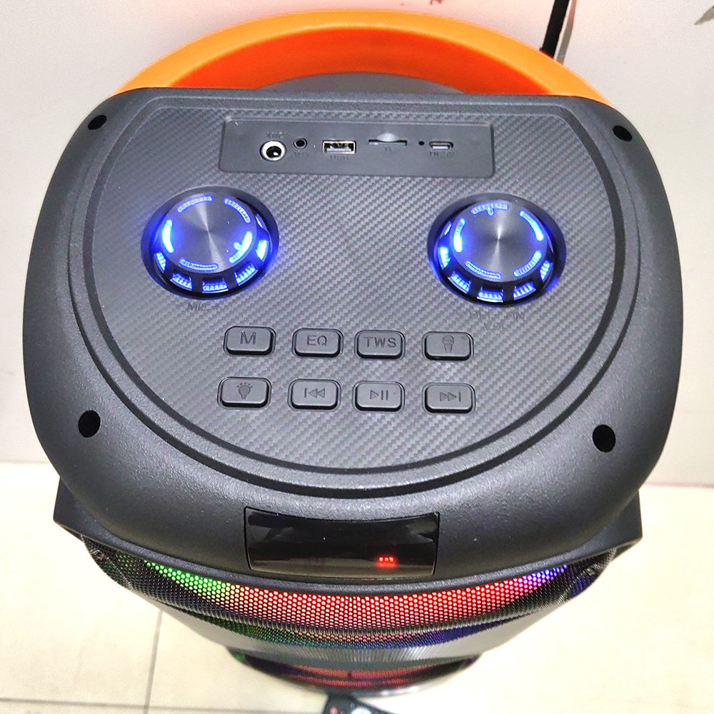 ABS-8202 Double 8 inch loud supper bass Wireless RGB Light Karaoke Party bluetooth Speaker with wireless Mic outdoor speaker