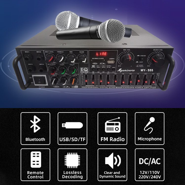 Professional Audio Power Amplifier Digital House Amplified High Quality Bluetooth 2 Channel Professional Sound System Amplifier