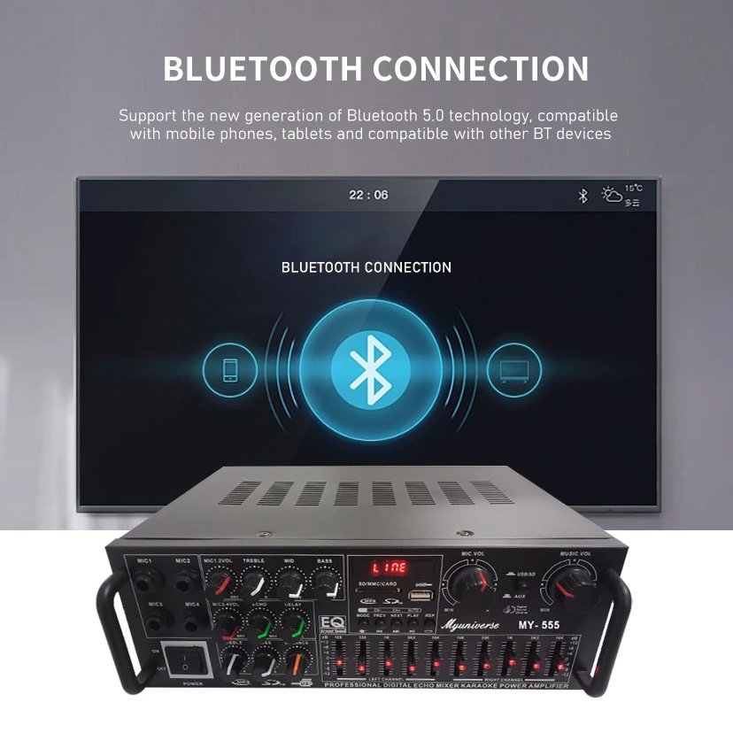 Professional Audio Power Amplifier Digital House Amplified High Quality Bluetooth 2 Channel Professional Sound System Amplifier
