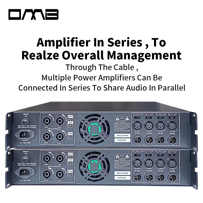 Variable Power Supply Technology 6000W 4-Channel Amplifier with Green Audio Power, PFC, Solid Aluminum Heat Sink