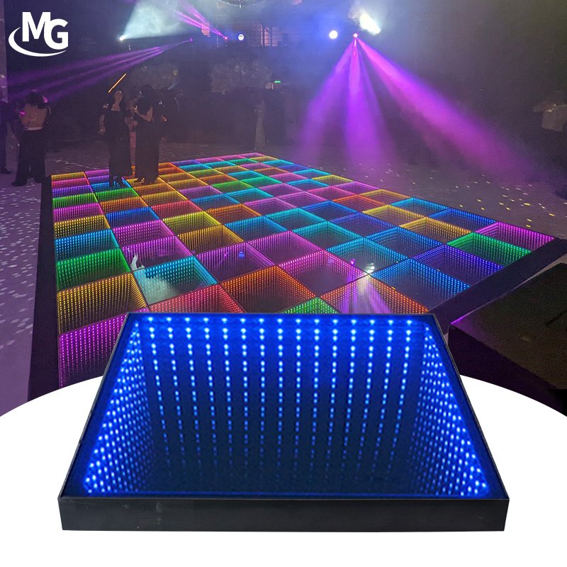 Removable Wired 3D Infinity Mirror Lighted LED Dance Floor For Wedding Party Stage
