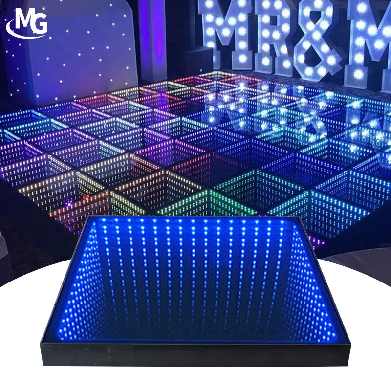 Removable Wired 3D Infinity Mirror Lighted LED Dance Floor For Wedding Party Stage