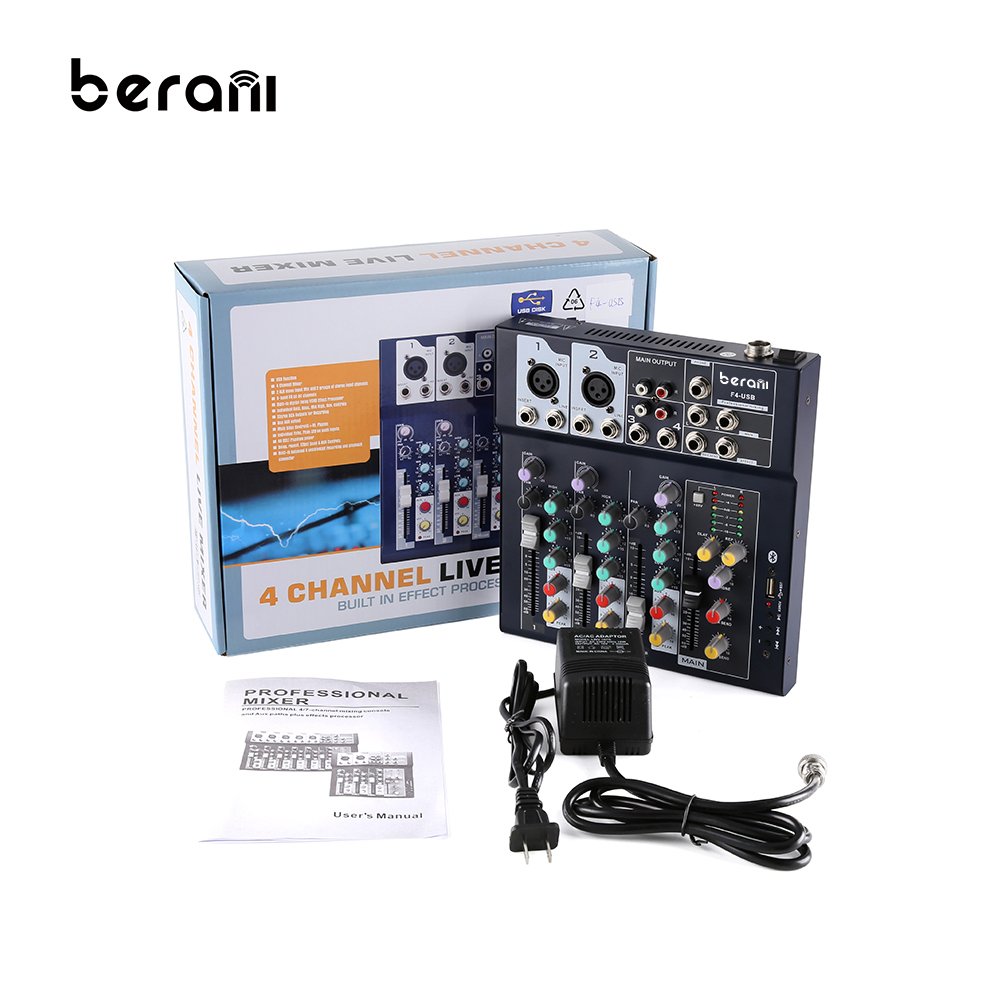 F4-USB Portable Simple Mini K Active Sound Audio Console Mixer Tab