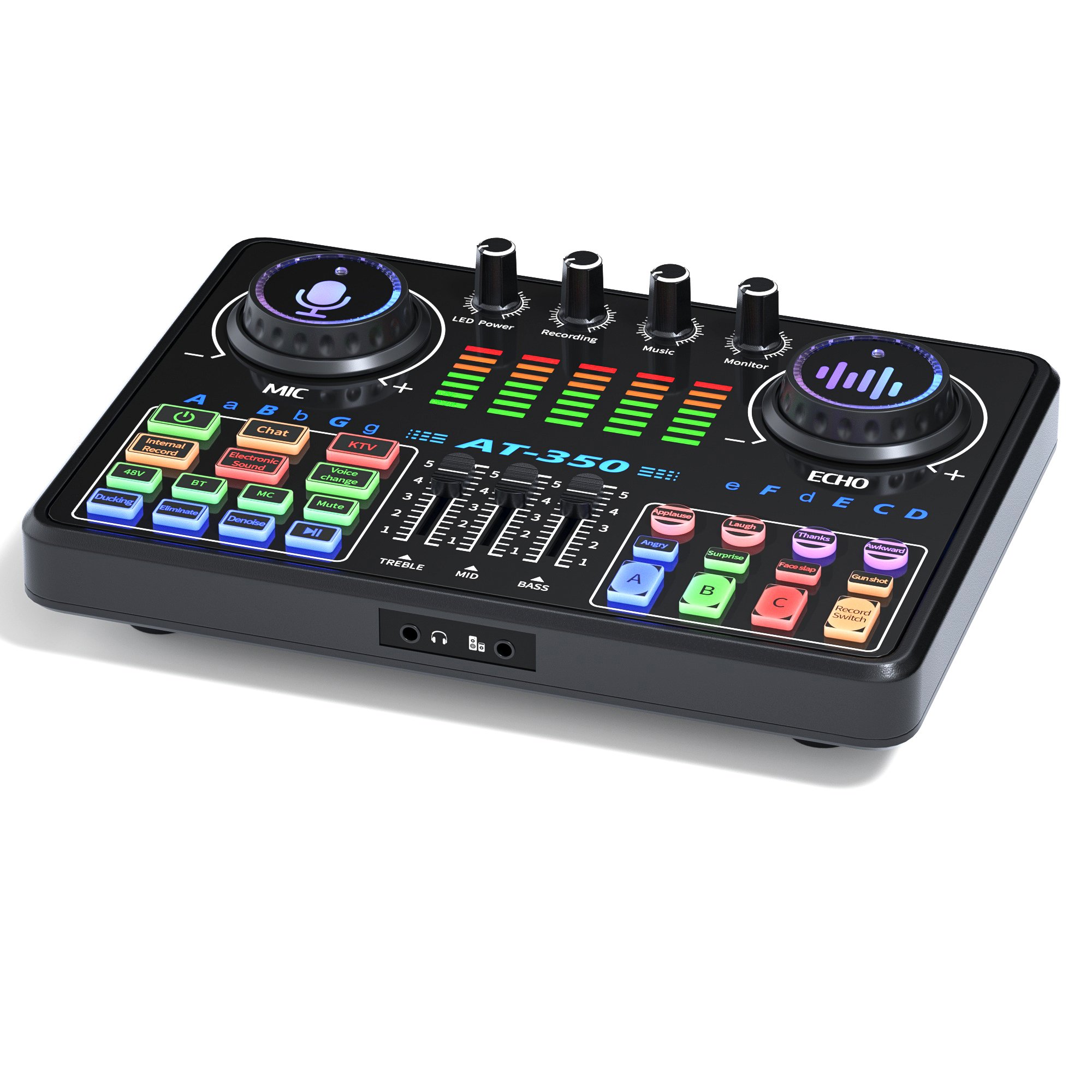 AT350 48V Capacitive Microphone External Live Sound Card Audio Mixer Mobile Phone Game Studio Podcast Recording Versatile Voice
