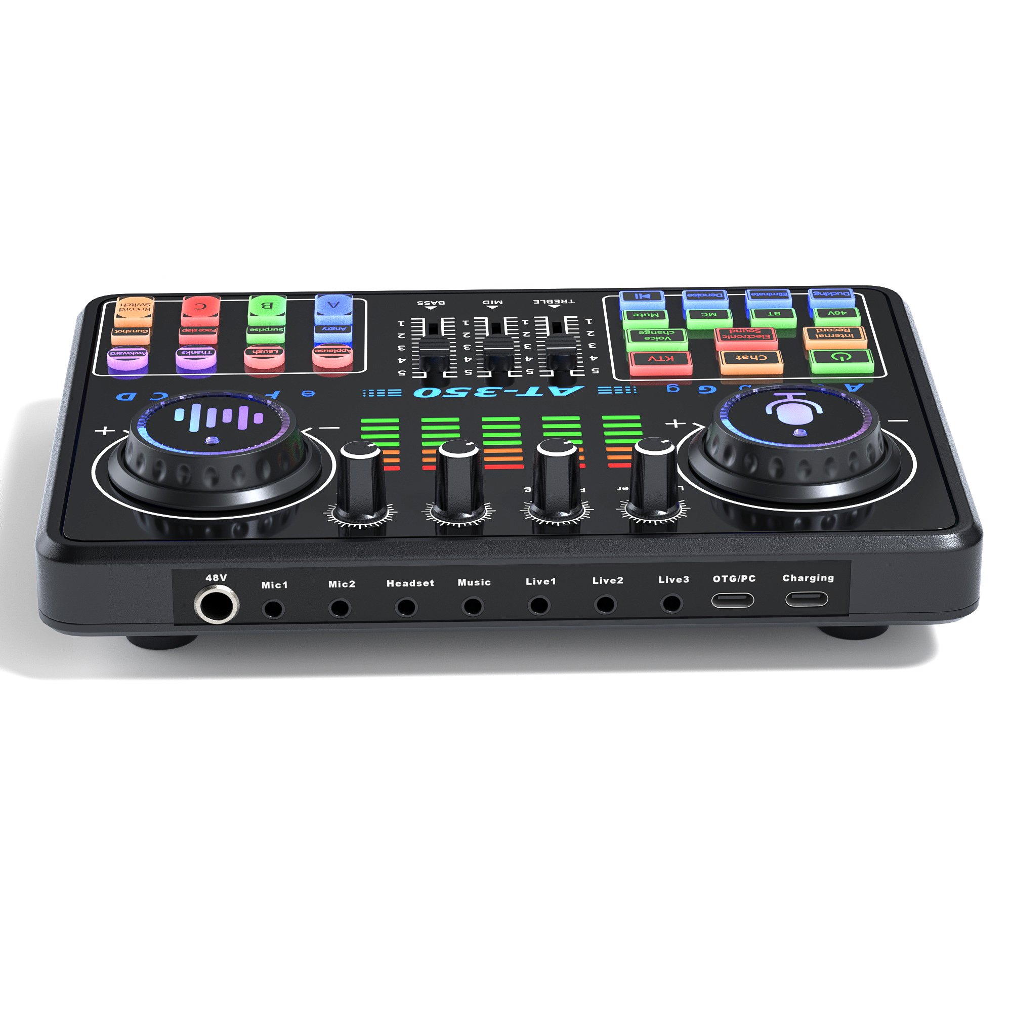 AT350 48V Capacitive Microphone External Live Sound Card Audio Mixer Mobile Phone Game Studio Podcast Recording Versatile Voice