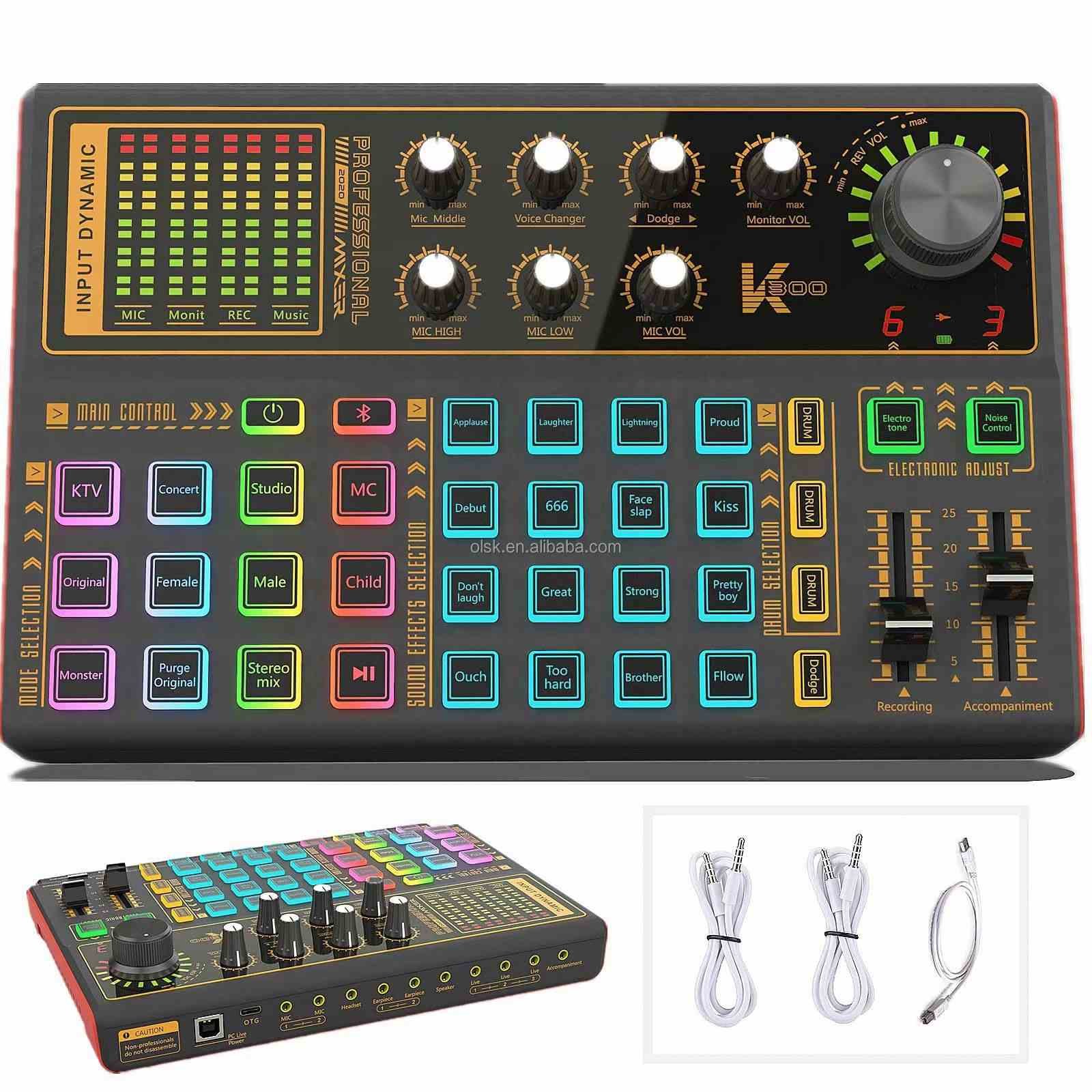 Clavax CLSC- K300 Intelligent Noise Reduction Bluetooth Sound Card Equipment live sound card Set For Mobile Phone Computer