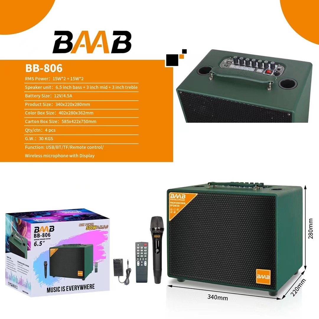 BB-806 BT Wooden Power Active Box Outdoor Party Portable karoke vibration Sound Equipment Set For Live 8 inch Speaker Amplifier
