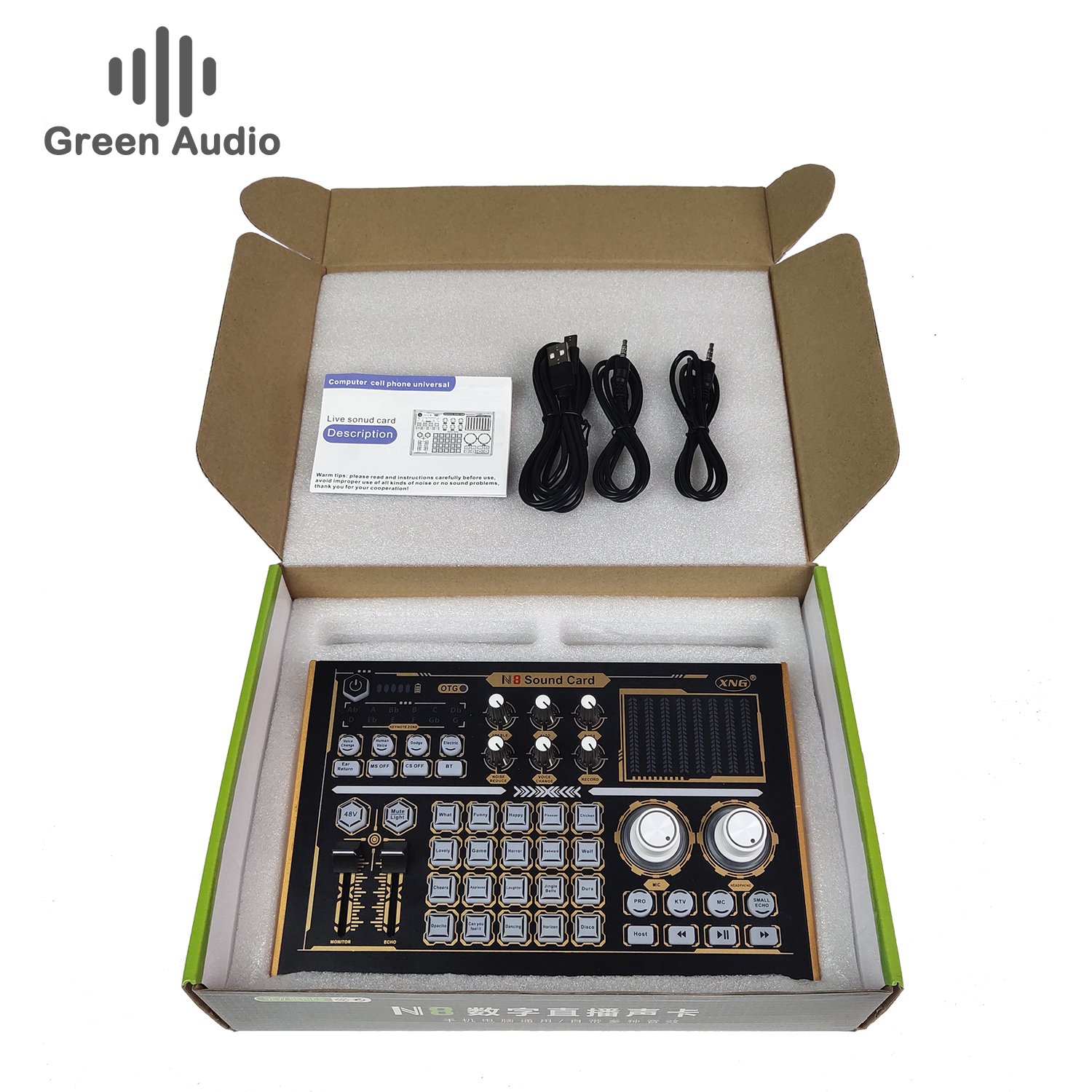 GAX-N8 New Hot Professional Recording Sound Card Mobile Phone Audio Interface Live Mixer Set Support 48v Mic Equipment