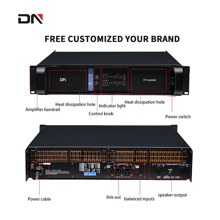 2x2400W high power 4-channel stereo power amplifier professional stage sound power amplifier equipment