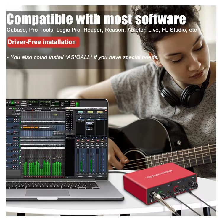 interface de audio cheapest professional xlr external 24bit 192khz recording studio equipment sound card for recording studio