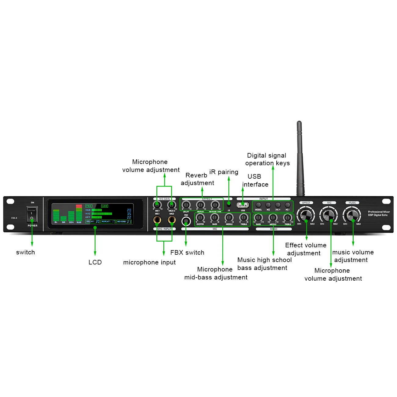 FBX-4 Stage Performance dj Equipment Effect Sound Professional Digital Speaker Audio DSP Processor