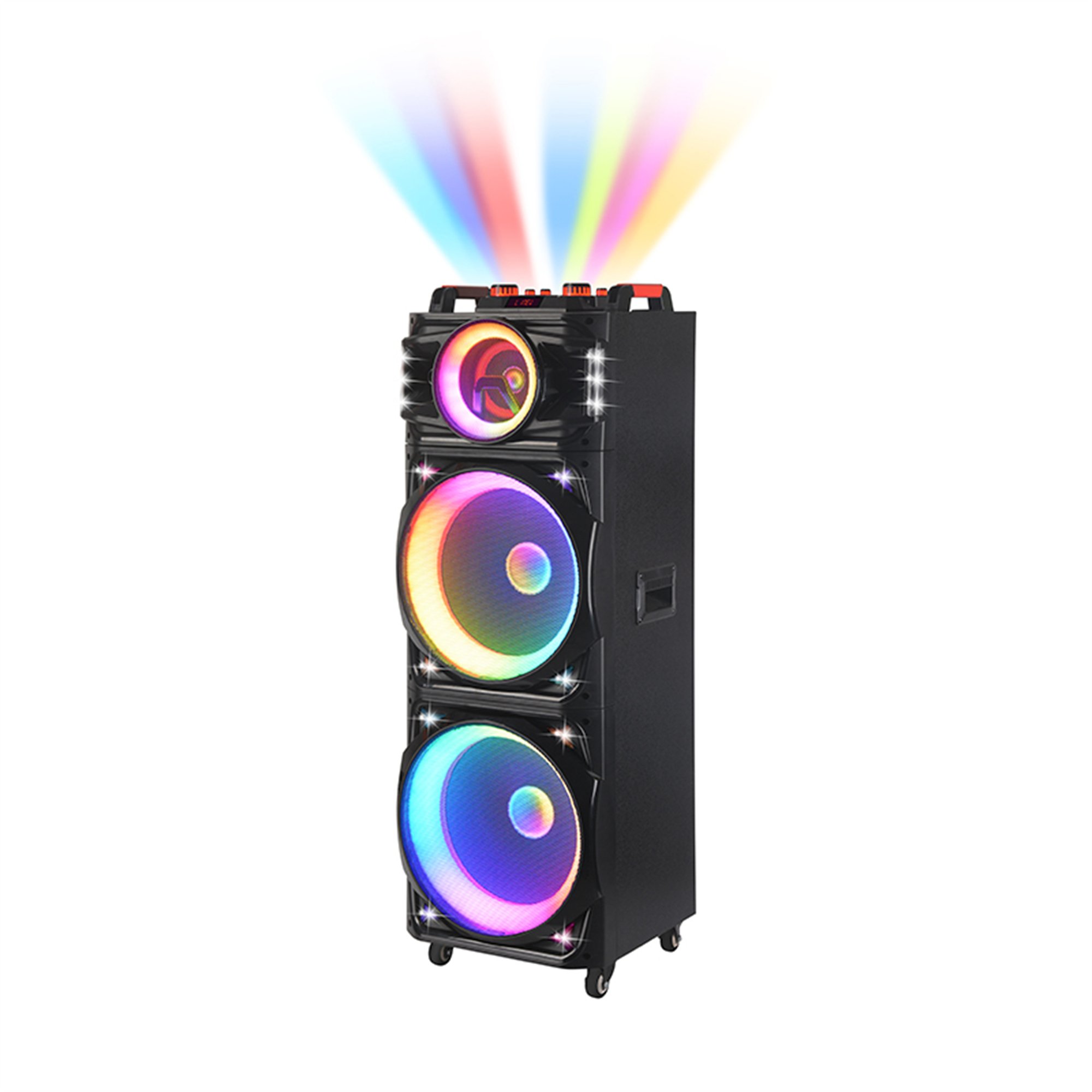 Dual 15inch Dj Wireless Speaker Led Rgb Lighting Super Bass Stereo Sound Equipment Amplifiers Speaker