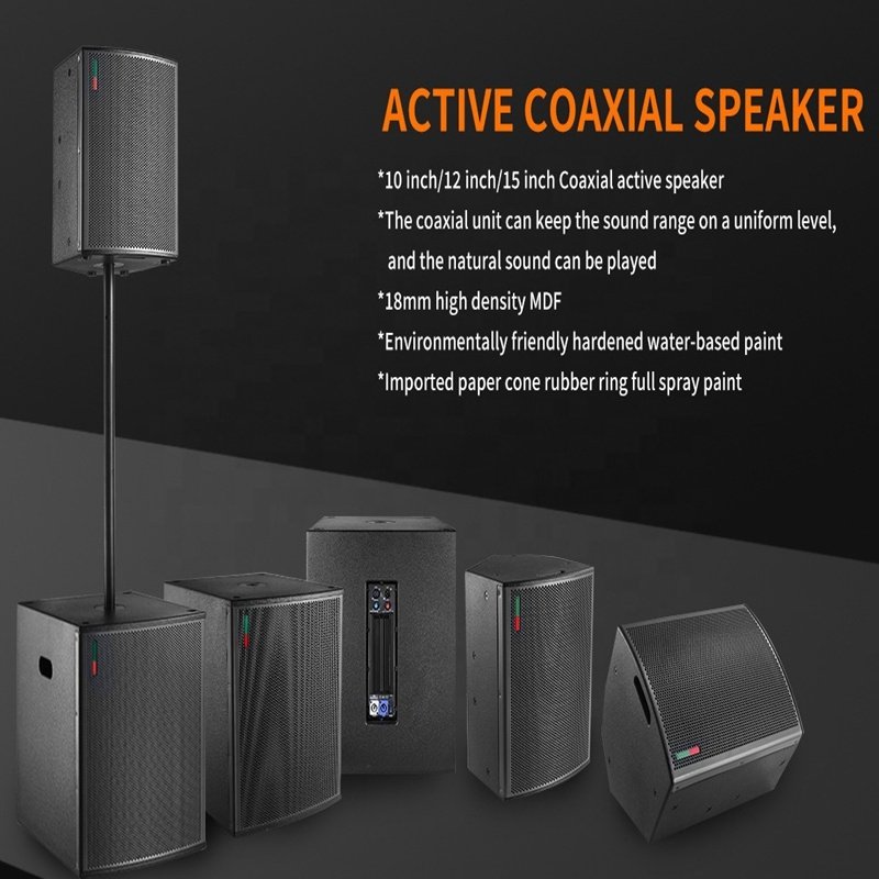 Clear Sound Quality 10'' 12'' 15'' 18'' 2-Way 1000W Full Range Professional Audio Active Coaxial Car Outdoor Stage Speakers
