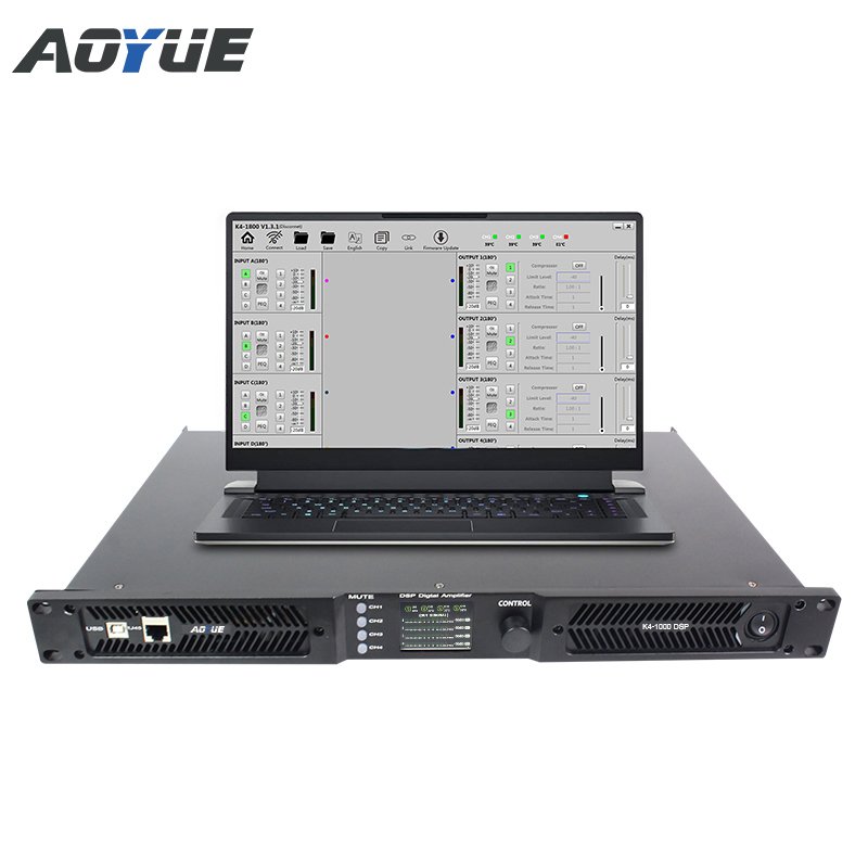 K4-1000 dsp power amplifier 4 channel dsp 1000 watts digital power amplifier sound system