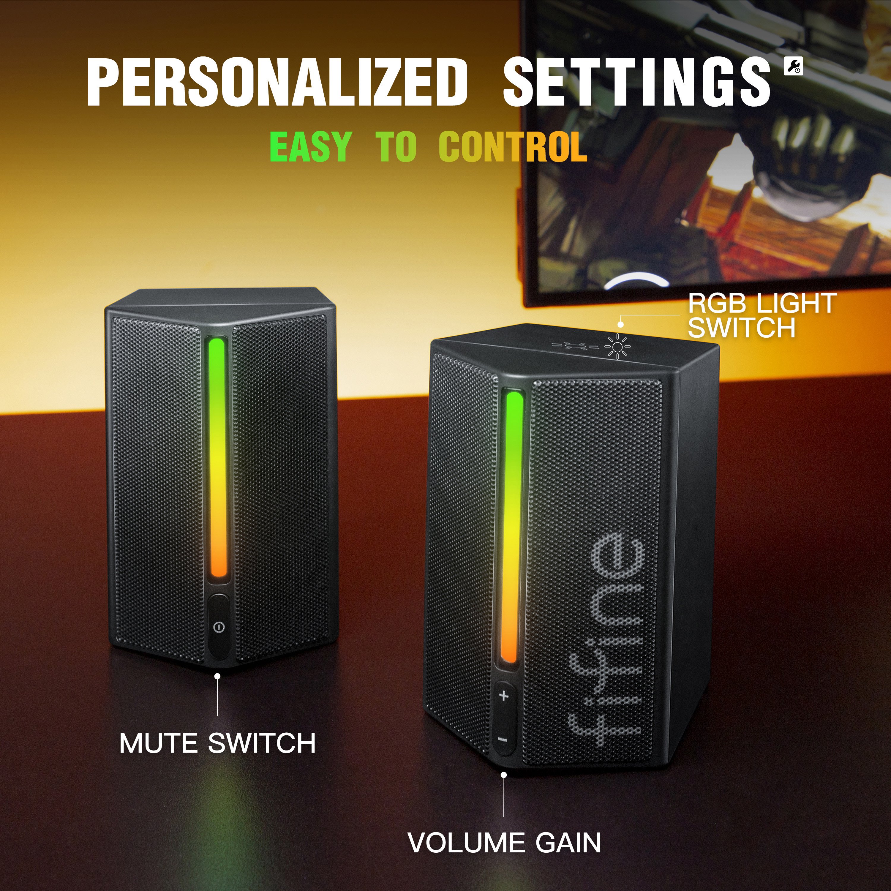 Fifine A20 RGB Light Professional Computer Speaker With Surround Sound Monitor Speaker Sound Equipment Laptop Speakers