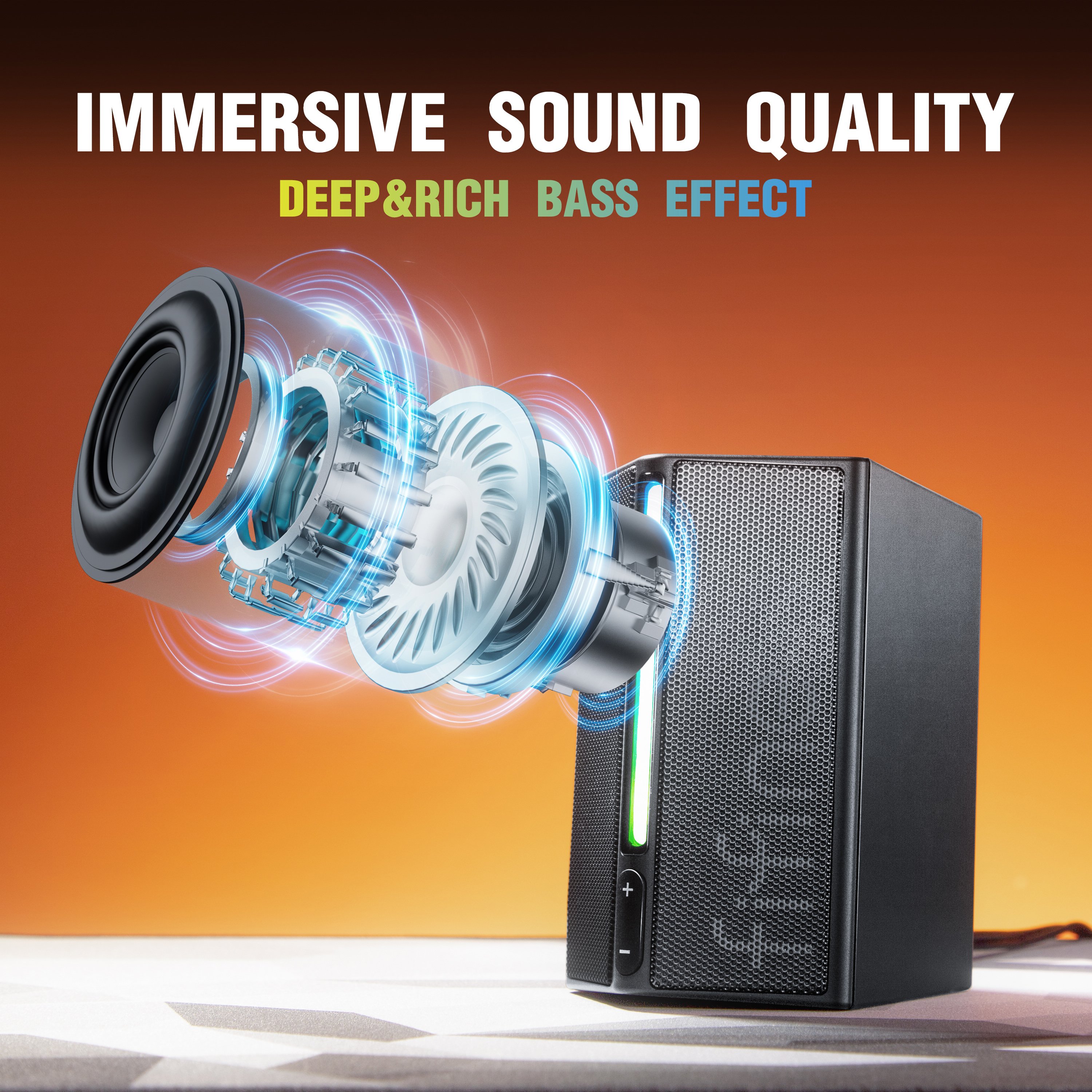 Fifine A20 RGB Light Professional Computer Speaker With Surround Sound Monitor Speaker Sound Equipment Laptop Speakers