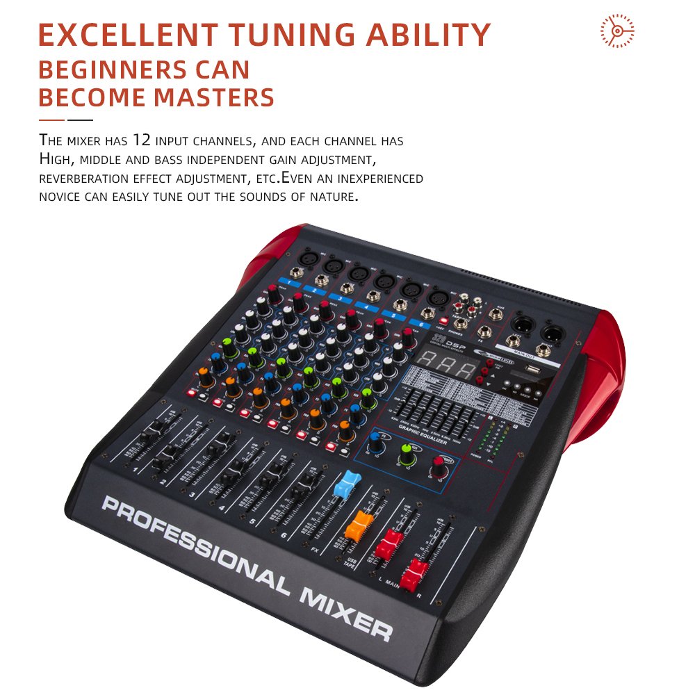 Professional 12 channel stereo mixing console,USB bluetooth MP3 playback computer recording studio stage DJ control mesa de som