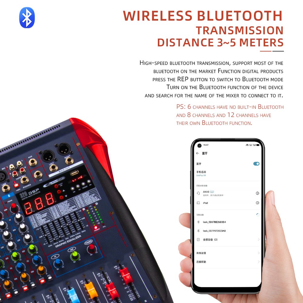 Professional 12 channel stereo mixing console,USB bluetooth MP3 playback computer recording studio stage DJ control mesa de som