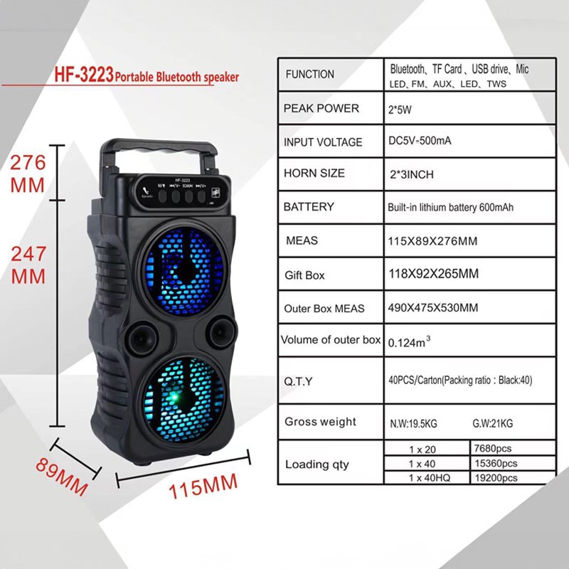 Factory Directly Sell Bluetooth Speaker Lighting Effect Large Volume Queuing Audio Portable Small Mini Portable Outdoor Speaker