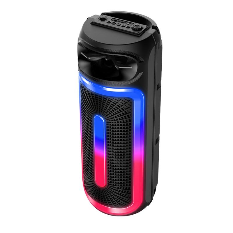 KAKU 2024 New Arrival Portable BT Speaker Wireless Bass Subwoofer wireless microphone 8 inches Flame light BT speaker