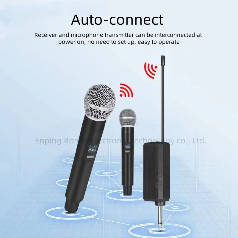 Factory Direct Sale UHF Karaoke Studio Microphone Wireless Rechargeable Plastic Microphone for Broadcast Equipment Sound System