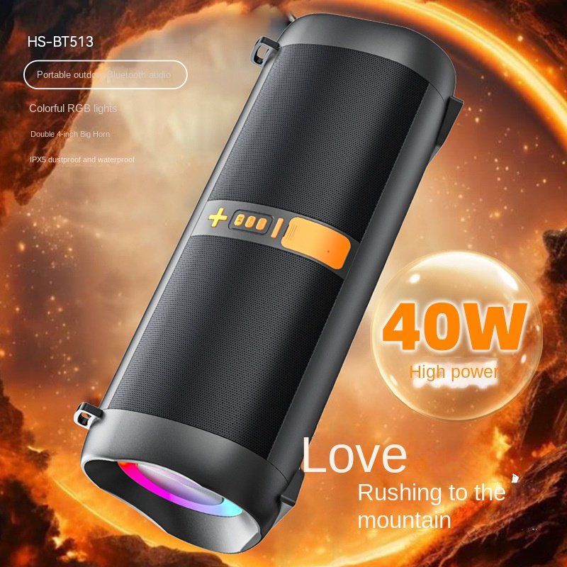 40W Bluetooth Speaker Waterproof Heavy Subwoofer RGB LED Mini Wireless Audio Square Home Bass sound bar portable Speaker