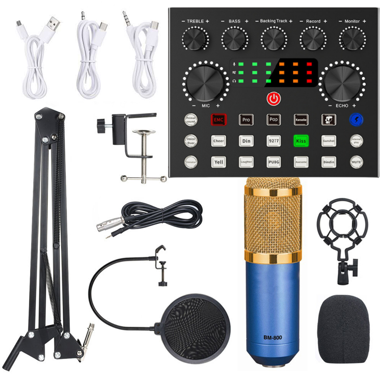bm 800 studio condenser microphone for studio equipment studio microphone V8 sound cards