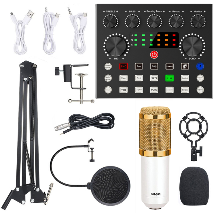 bm 800 studio condenser microphone for studio equipment studio microphone V8 sound cards