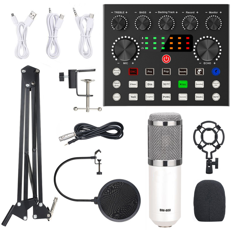 bm 800 studio condenser microphone for studio equipment studio microphone V8 sound cards