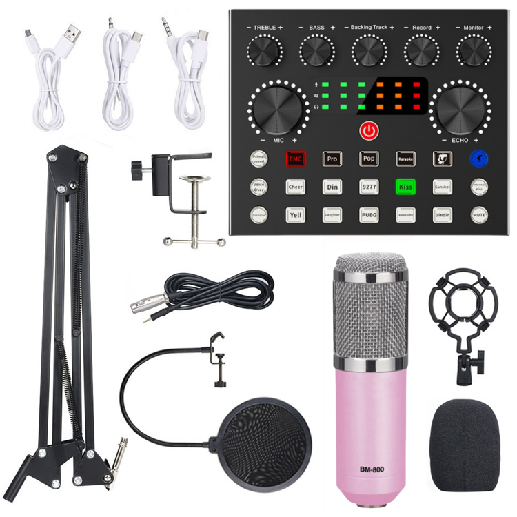 bm 800 studio condenser microphone for studio equipment studio microphone V8 sound cards