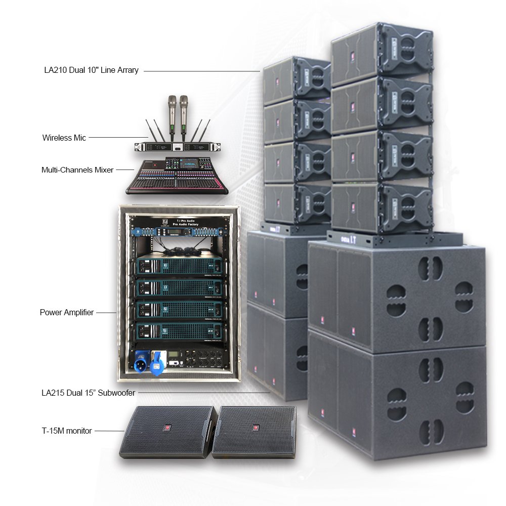 LA-210 Line Array Audio Equipment Powered Speaker Outdoor Subwoofer Loudspeaker Stage Wedding Performance