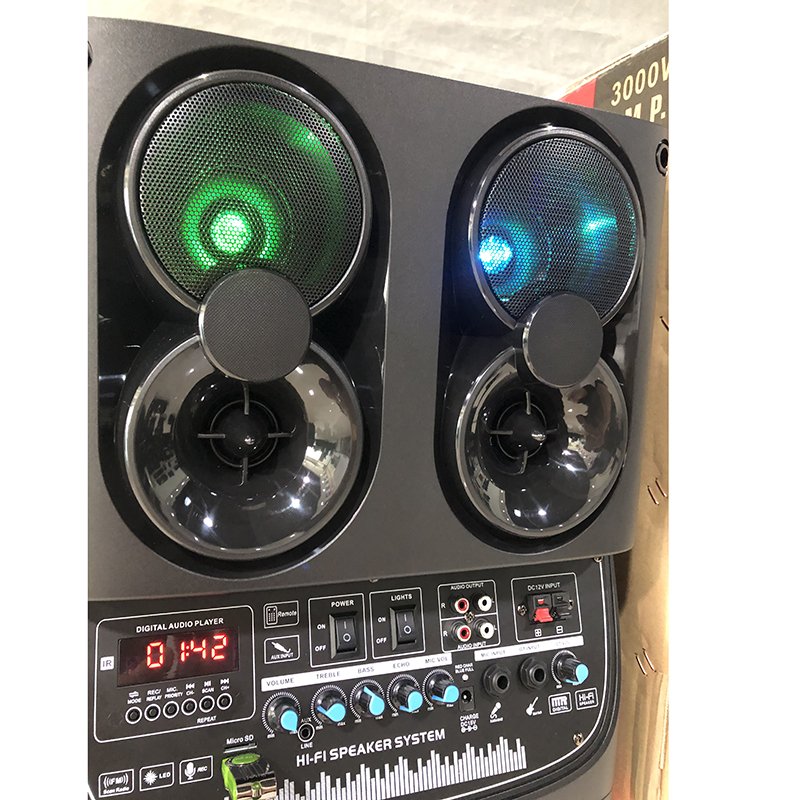 AO-1021 Double 10 inch HI-FI Professional Audio System RGB Square Dancing super bass Speaker DJ party wooden wireless Speakers