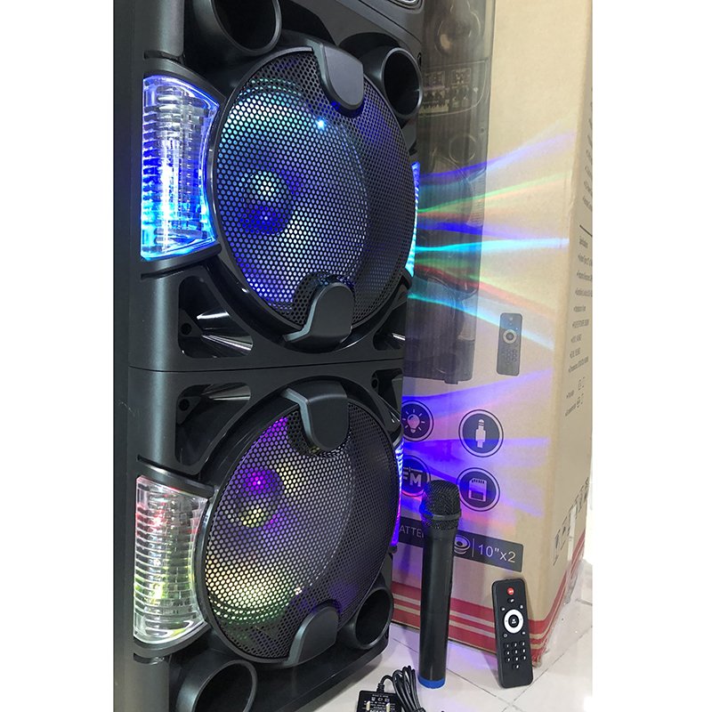 AO-1021 Double 10 inch HI-FI Professional Audio System RGB Square Dancing super bass Speaker DJ party wooden wireless Speakers