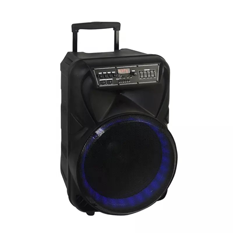 T High Quality 15 Inch 20W Portable Wireless Altoparlante Portartil Blue-tooth Deep Bass Party Partybox Trolley Speaker