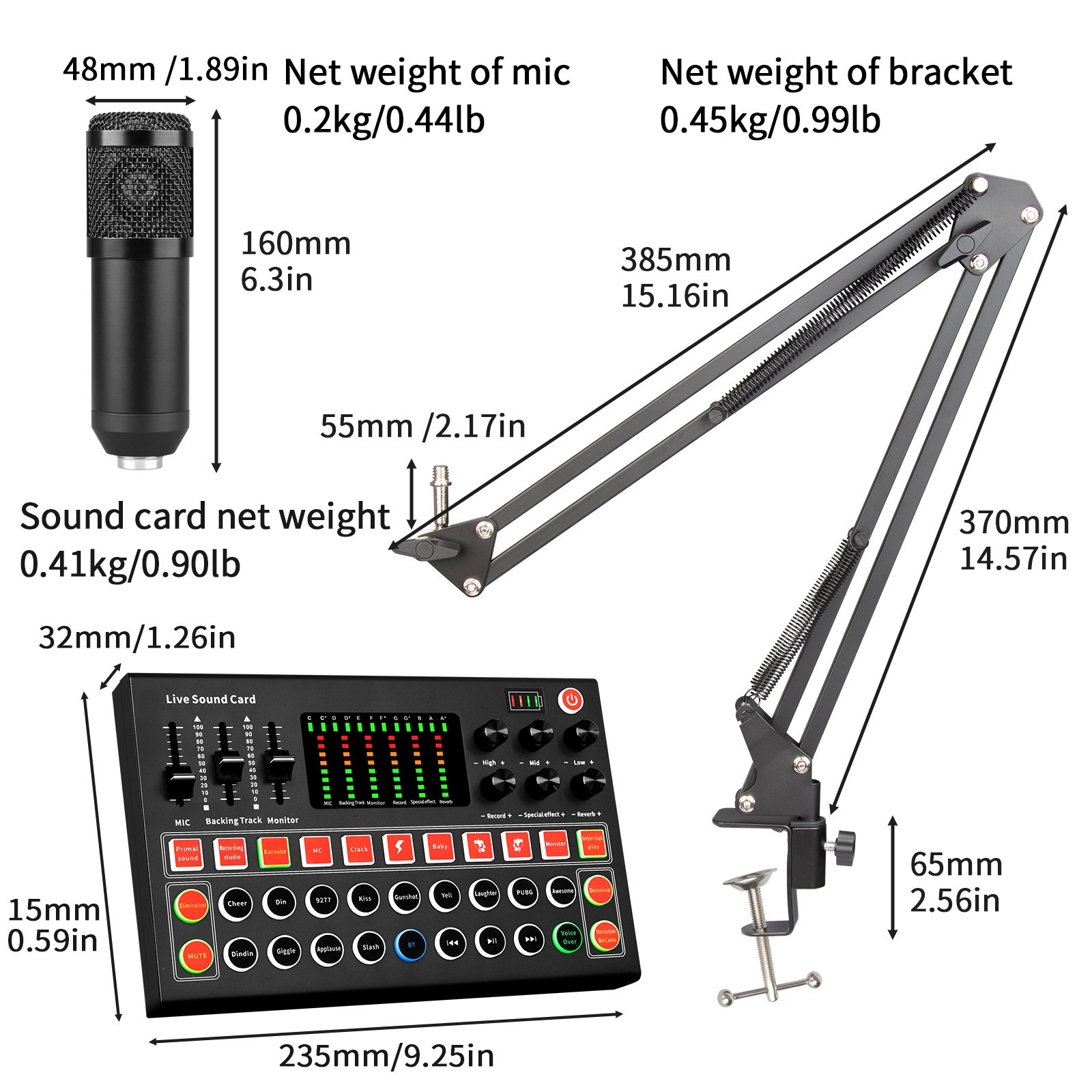 BG4 LIVE Sound card Audio Interface Mixer Microphone Stand Podcast Equipment Bundle External Podcast Sound Cards