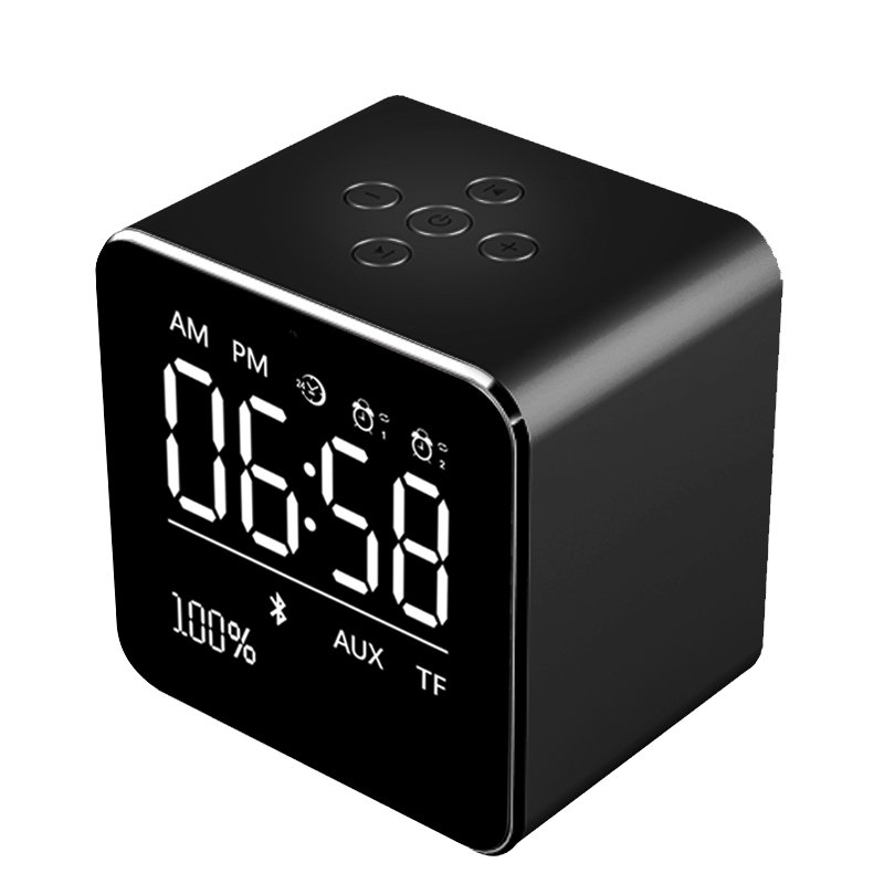 v9 Cubic Dual alarm clock BT tf aux speakers mini with metal case time temperature display