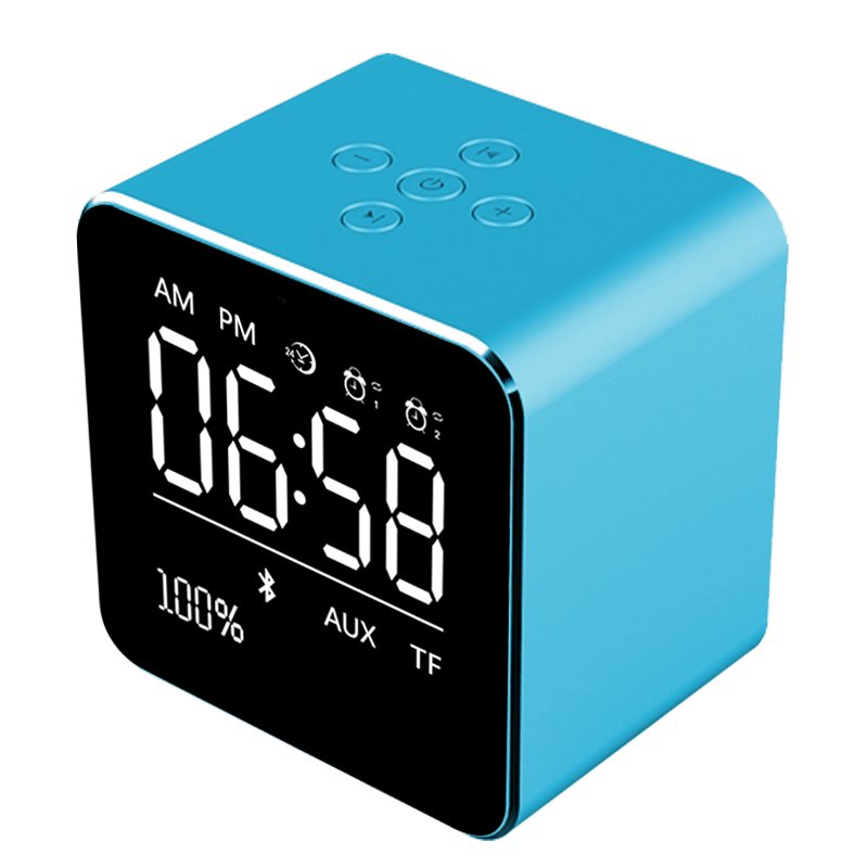v9 Cubic Dual alarm clock BT tf aux speakers mini with metal case time temperature display