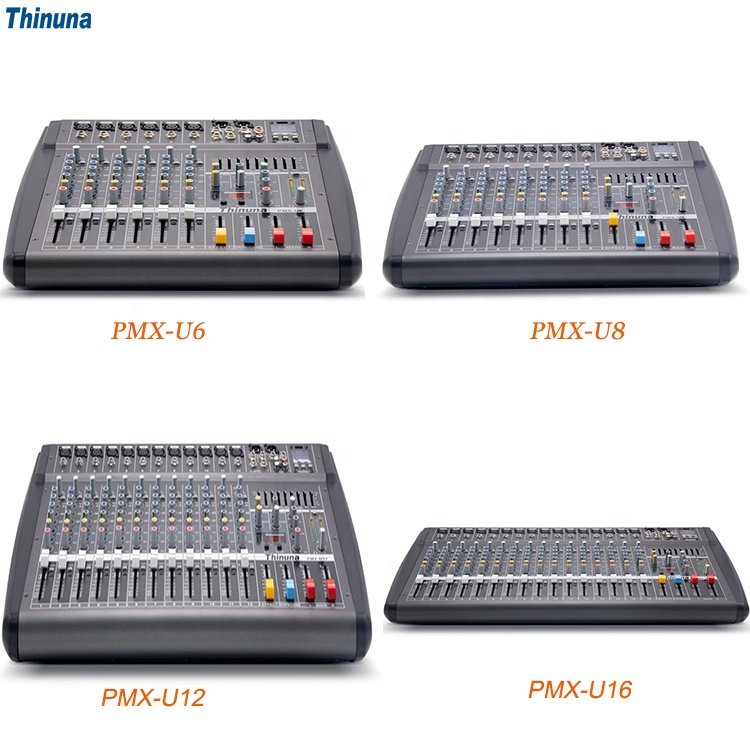 Thinuna PMX-U12 Professional Powered Amplifier 12 Channel Mixer and Power Amplifier Usb Audio Mixer Digital Sound Equipment