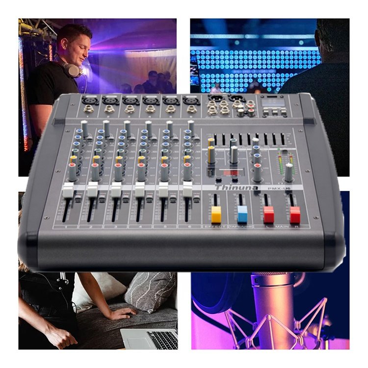 Thinuna PMX-U12 Professional Powered Amplifier 12 Channel Mixer and Power Amplifier Usb Audio Mixer Digital Sound Equipment