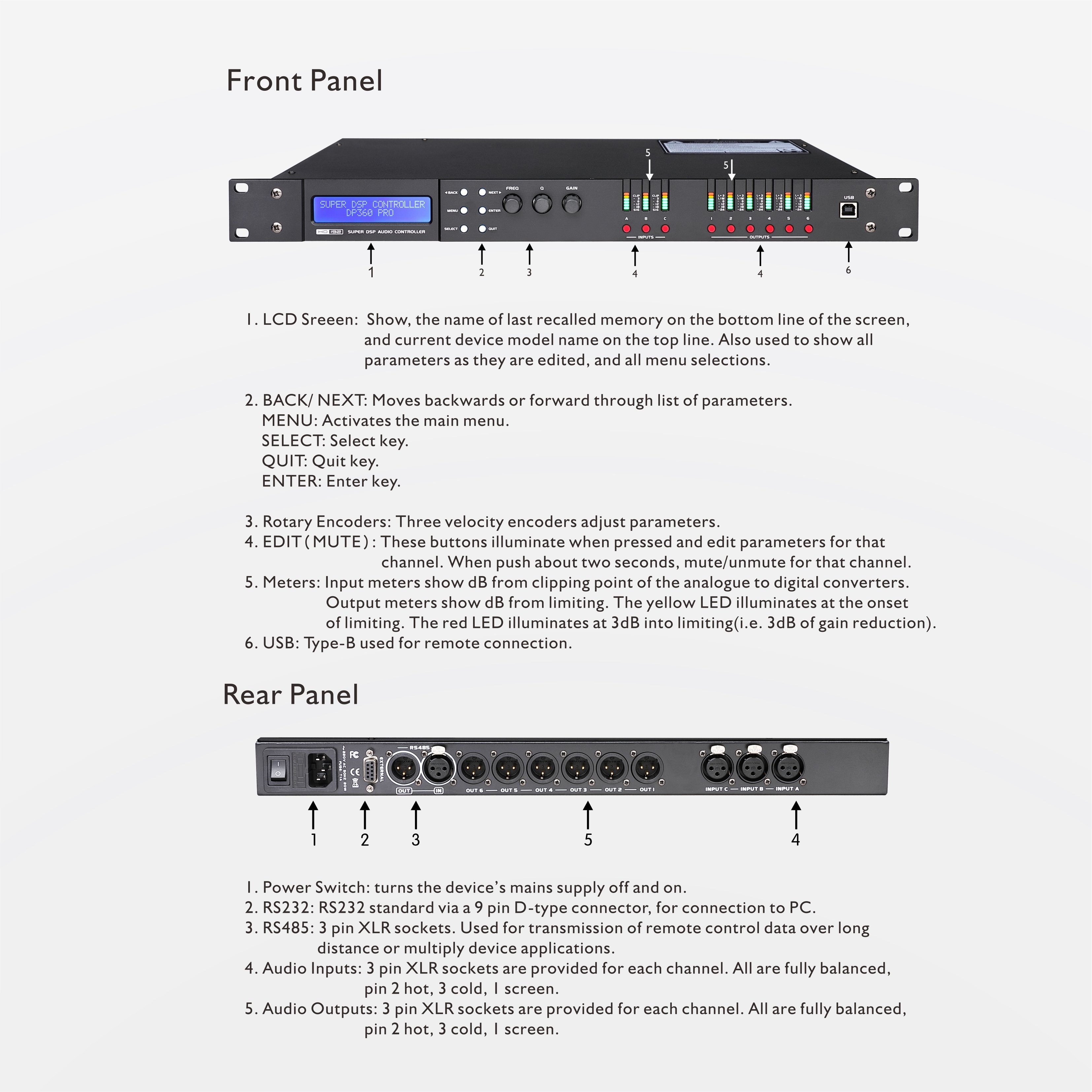 Audio Sound Processor 3 In 6 Out Audio Processor Dsp Audio Equipment Effects Professional Digital Audio Processor