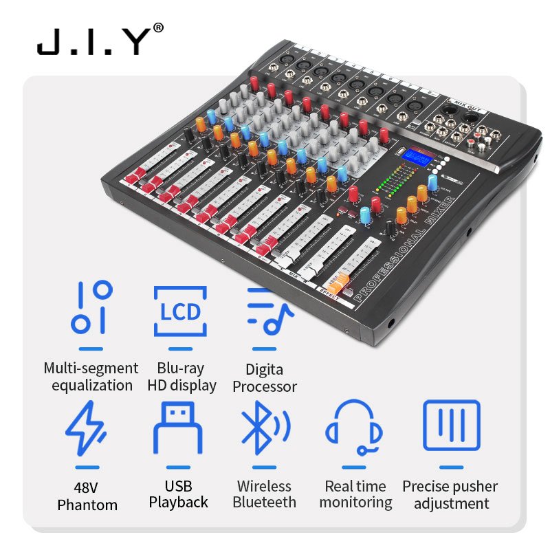 8-way Dj Controller Mixer Stage Band Performance USB with Blueteeth DJ Console Mixers Audio Sound Equipment/Amplifiers/Speakers